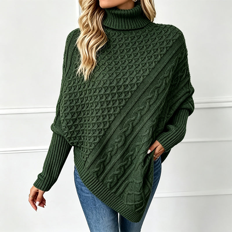 🧶 Kabelstrikket ponchotrøje til kvinder