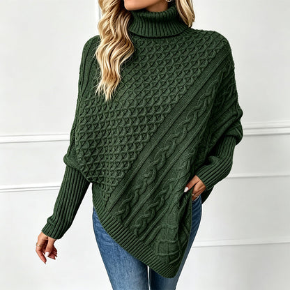 🧶 Kabelstrikket ponchotrøje til kvinder