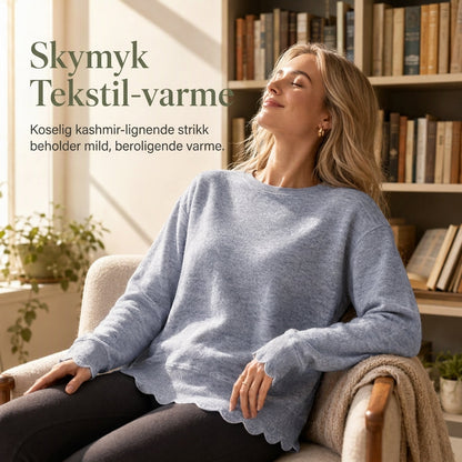 🧶 Striktrøje til kvinder med rund hals og skuldersømme – Afslappet og behagelig pasform
