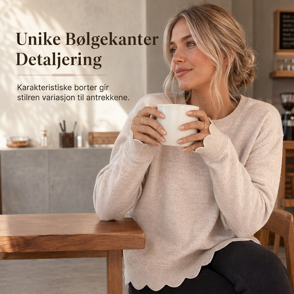 🧶 Striktrøje til kvinder med rund hals og skuldersømme – Afslappet og behagelig pasform