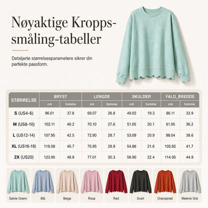 🧶 Striktrøje til kvinder med rund hals og skuldersømme – Afslappet og behagelig pasform