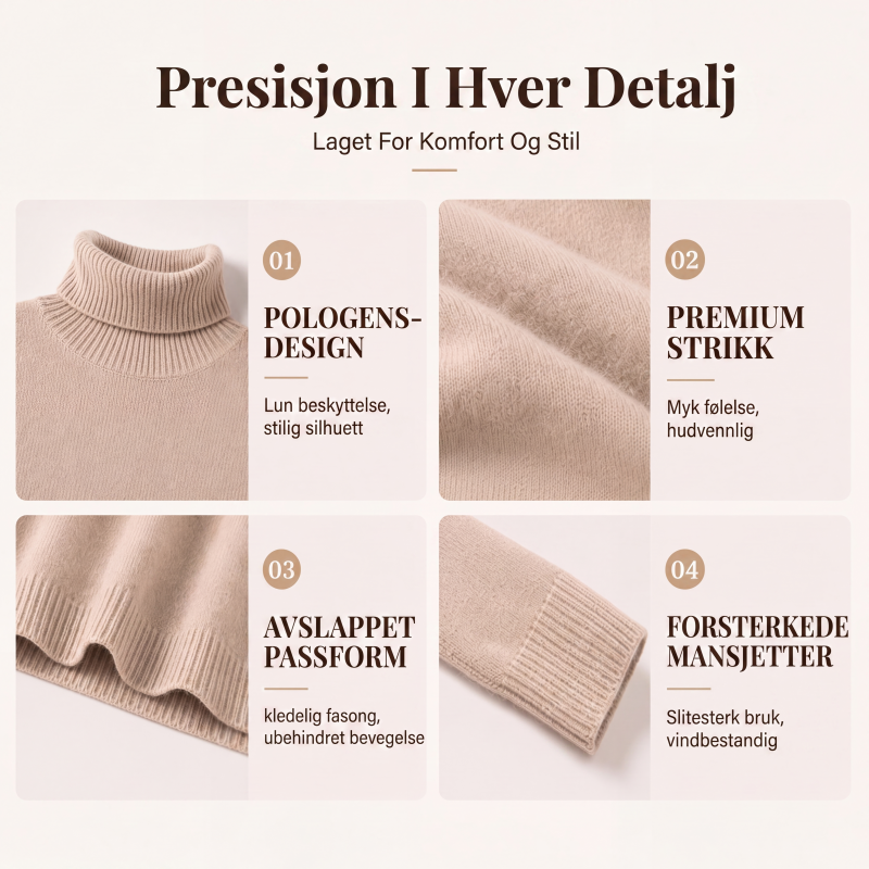 🧶 Blød og afslappet rullekravesweater til kvinder