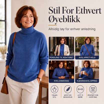 🧶 Blød og afslappet rullekravesweater til kvinder