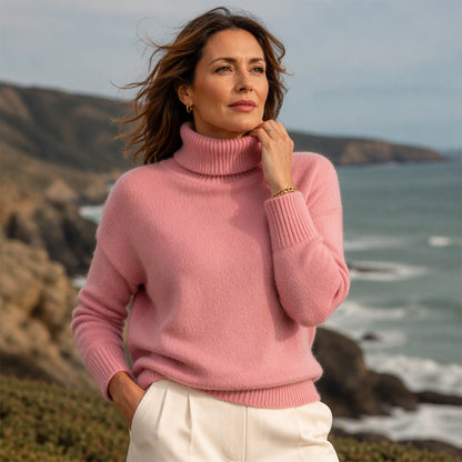 🧶 Blød og afslappet rullekravesweater til kvinder