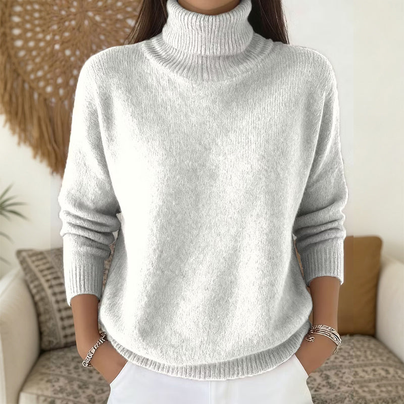 🧶 Blød og afslappet rullekravesweater til kvinder