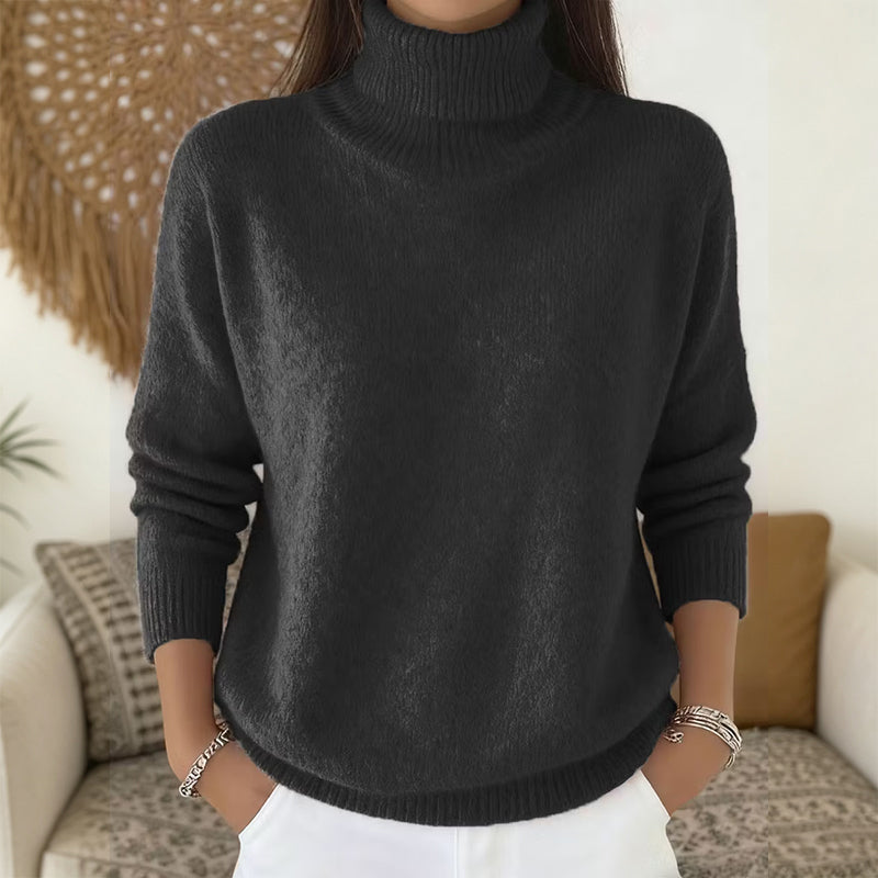 🧶 Blød og afslappet rullekravesweater til kvinder