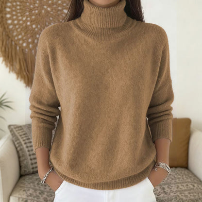 🧶 Blød og afslappet rullekravesweater til kvinder