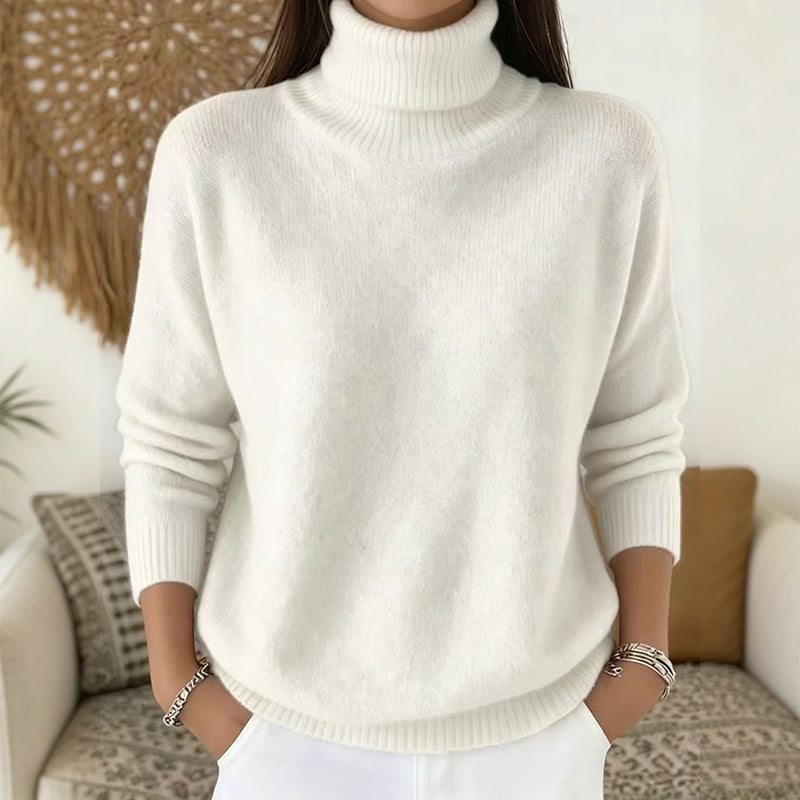🧶 Blød og afslappet rullekravesweater til kvinder